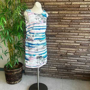 Talbots Seashell and Beach Sleeveless Sheath Dress